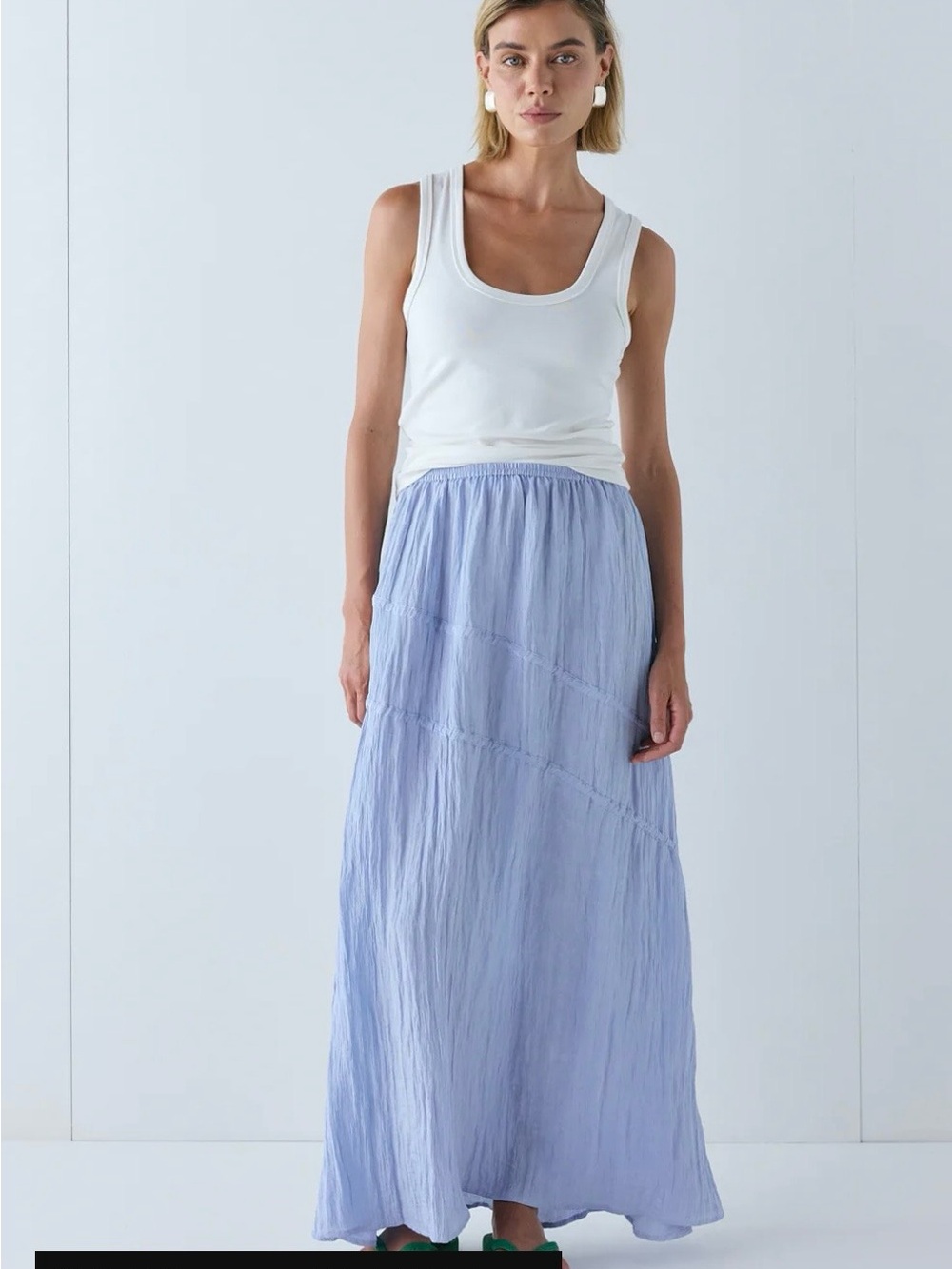 Light Blue Maxi Skirt with Side Ties - Picture 3 of 6